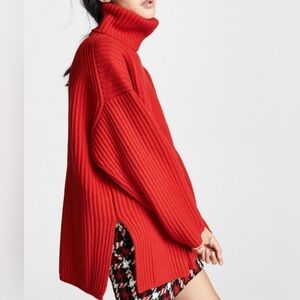 Acne Studios Red Oversize Turtleneck Sweater